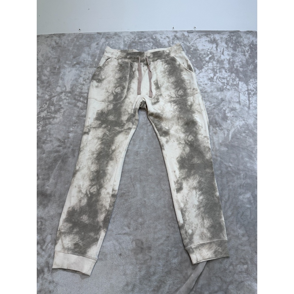 Rachel Zoe Joggers Womens Size Large Tie Dye Waffle Knit Thermal Stretch Pants